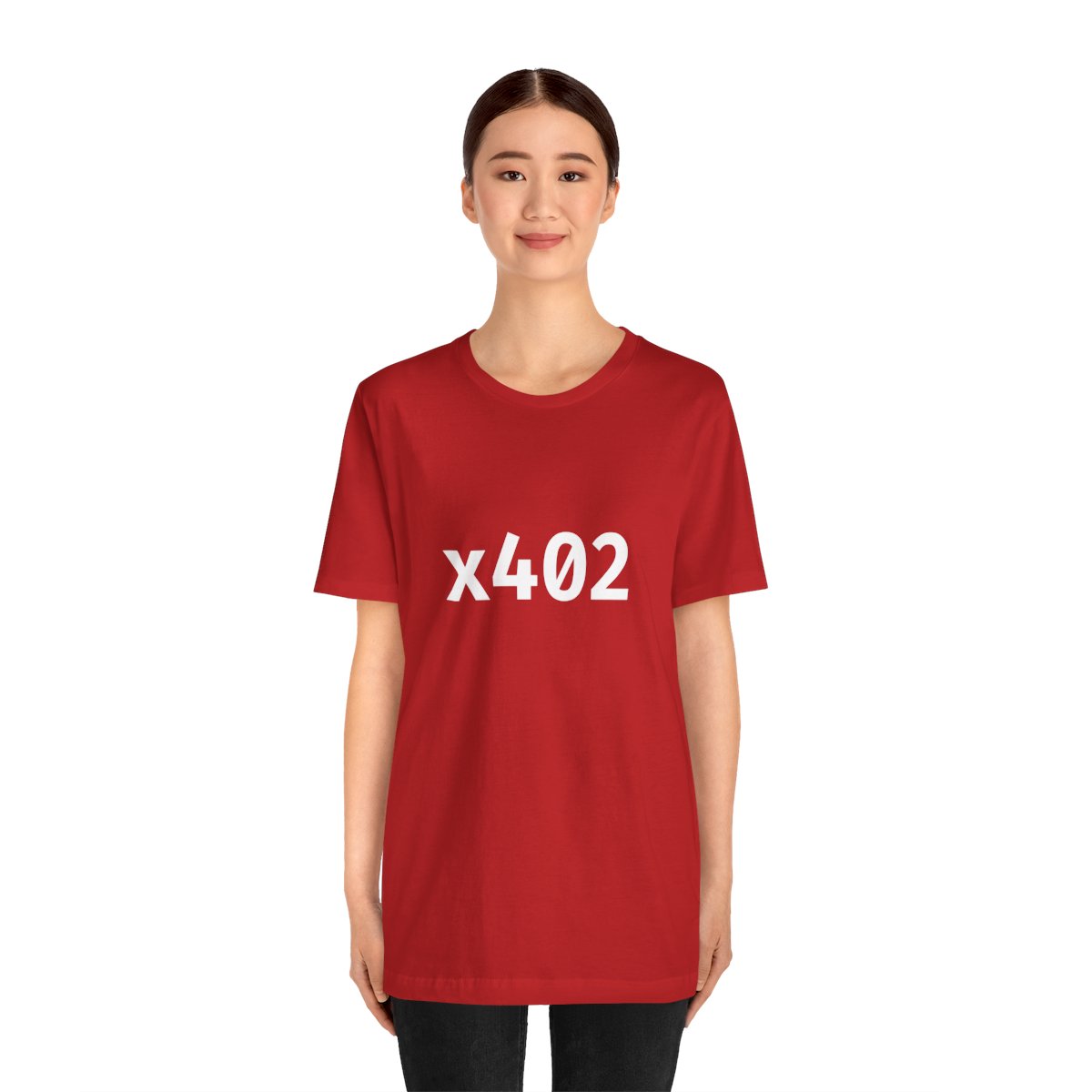 x402 T-Shirt Red, Payments Over HTTP Protocol Tee, Slashed Zero Coding Font, Crypto Developer Gift, Programmer Shirt, Unisex — on model, front