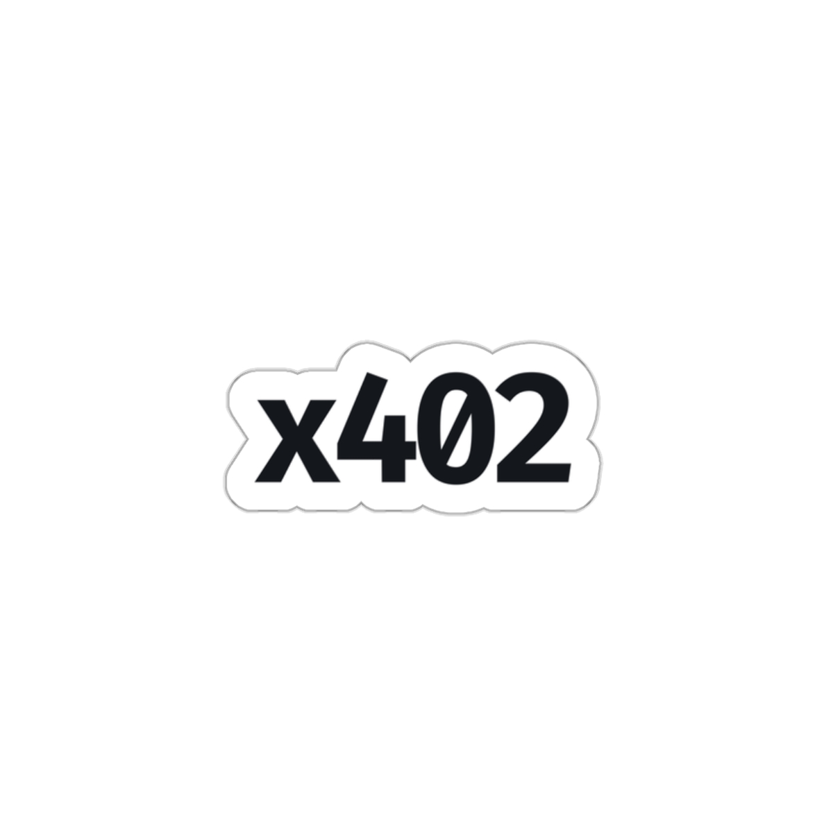 x402 Die-Cut Sticker Black, Letterform Shape Cut, White Outline, Vinyl Laptop Sticker