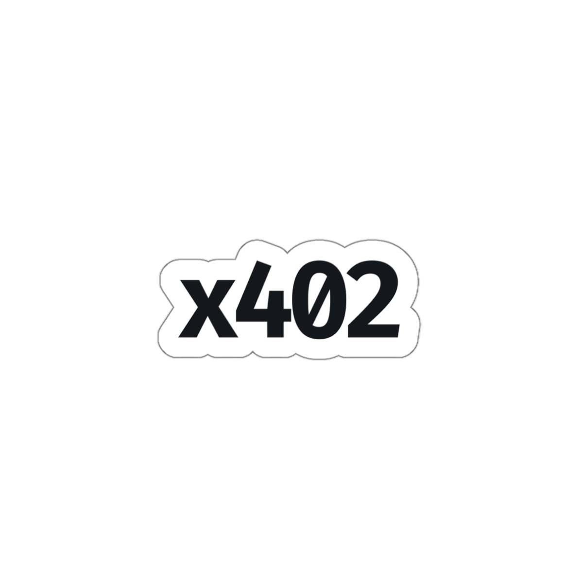 x402 Die-Cut Sticker Black, Letterform Shape Cut, White Outline, Vinyl Laptop Sticker