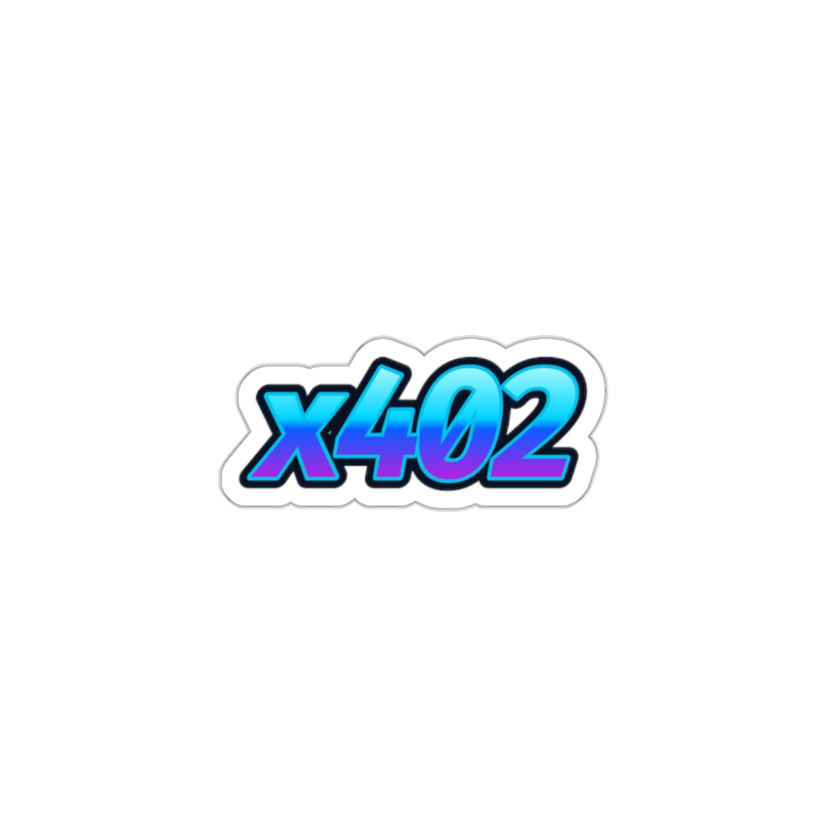 x402 Die-Cut Sticker Futuristic Chrome, Cyber Gradient Letterform Cut, Vinyl Laptop Sticker