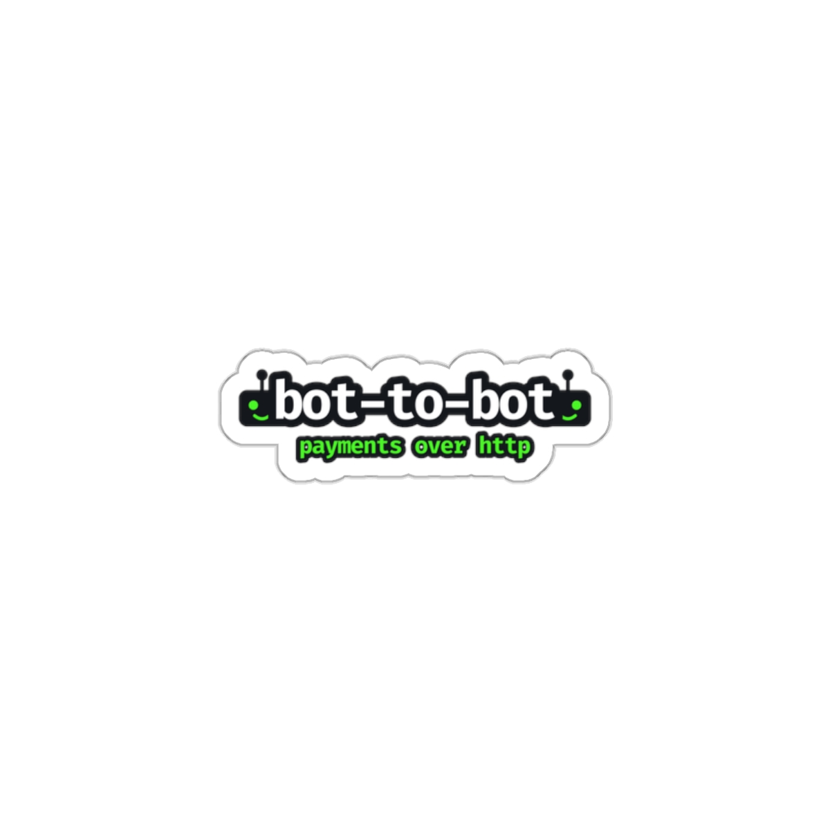 Bot-to-Bot Die-Cut Sticker, Cute Robot Heads x402 Payments, Vinyl Laptop Sticker