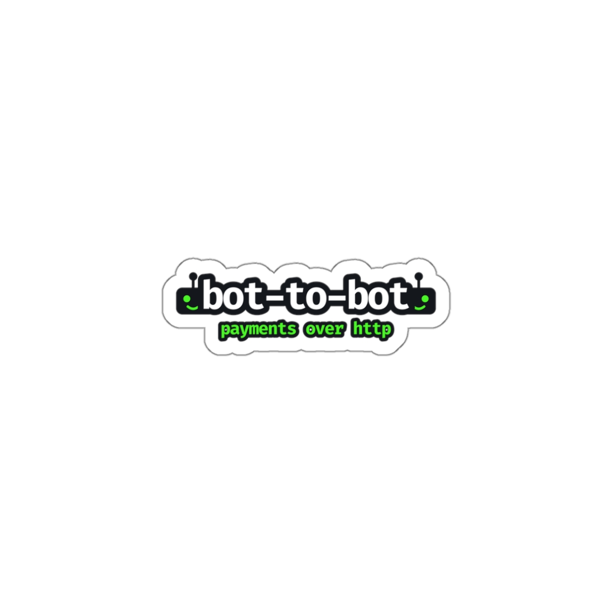 Bot-to-Bot Die-Cut Sticker, Cute Robot Heads x402 Payments, Vinyl Laptop Sticker