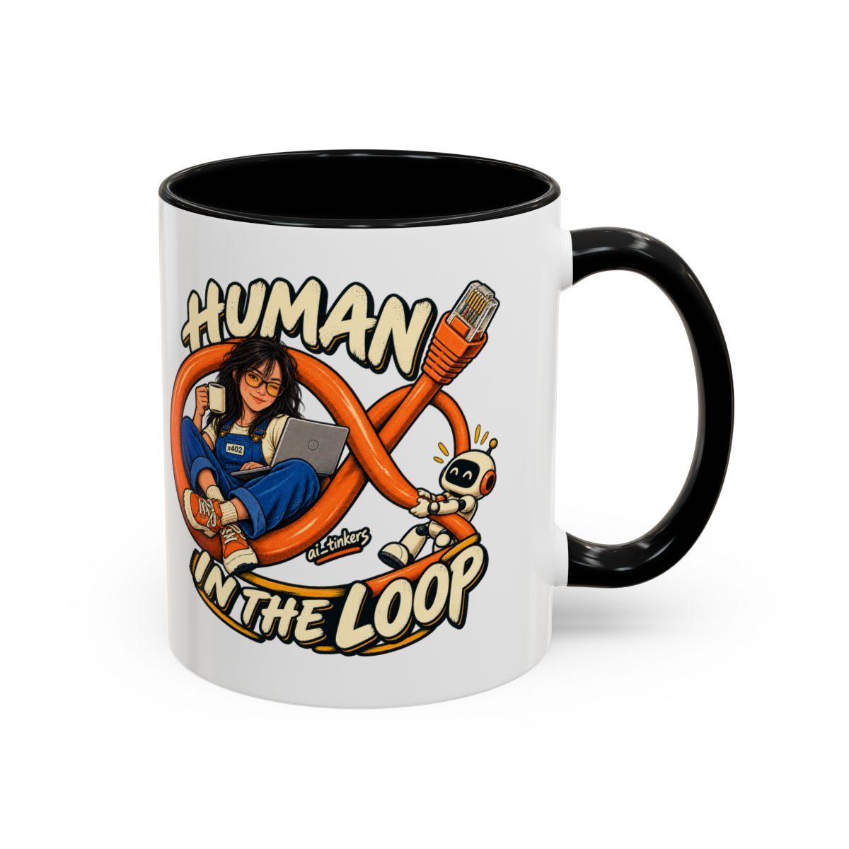 Human in the Loop ai_tinkers | Illustrated Accent Mug 11oz | US Production